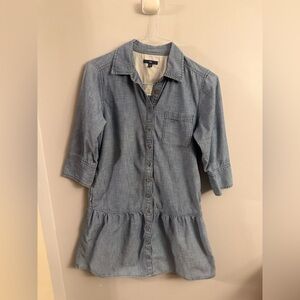 GAP Chambray Button-Front Peplum Shirt Dress – Size Small